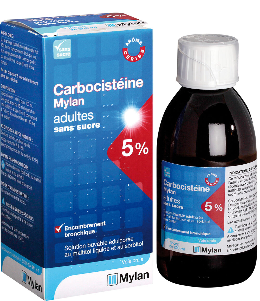 CARBOCISTEINE MYLAN 5 POUR CENT ADULTES