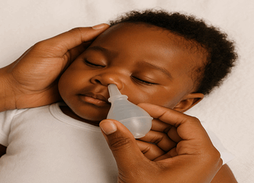 Bebe recevant un lavage nasal doux 360x260