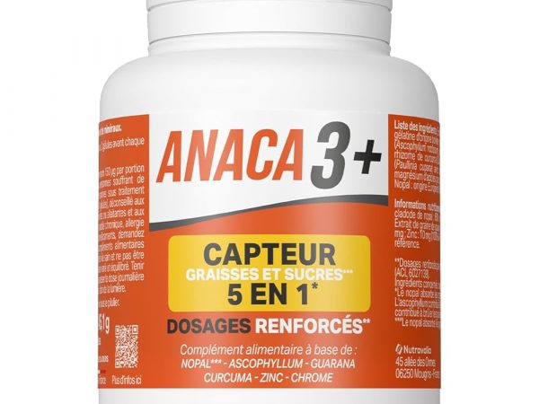 ANACA 3 CAPTEUR DE GRAISSES ET DE SUCRES 5 EN 1 120 COMPRIMÉS