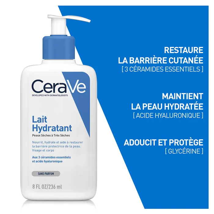 Cerave Body Lait Hydratant Visage Et Corps Peaux Seches A Tres Seches 236ml – Image 4