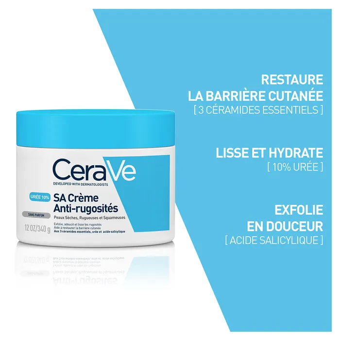 Cerave Body SA Crème Anti-rugosites 10% D'urée Et Acide Salicylique Peaux Sèches 340g – Image 3