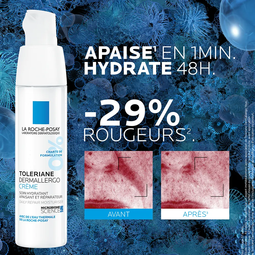 La Roche-Posay Toleriane Crème Dermallergo soin visage hydratation intense 48H Peaux sensibles ou allergiques, normales à sèches 40ml – Image 2