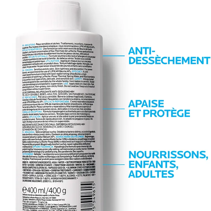 La Roche-Posay Lipikar Lait corps hydratant Peaux Seches Et Sensibles 400ml – Image 5