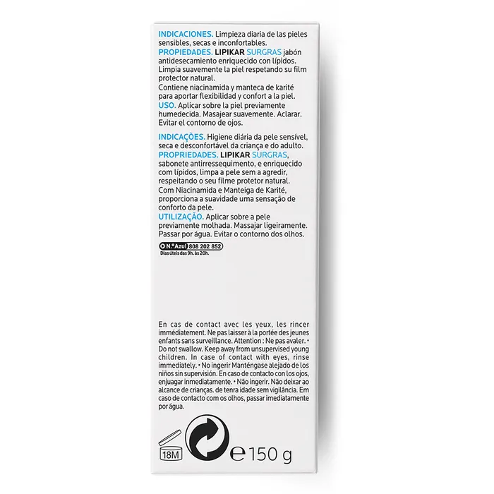 La Roche-Posay Lipikar Pain Surgras Lipikar Peaux Sensibles 150 g – Image 2