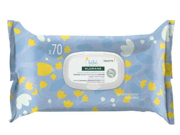 Klorane Bébé Lingettes Nettoyantes Douces 70 Unites