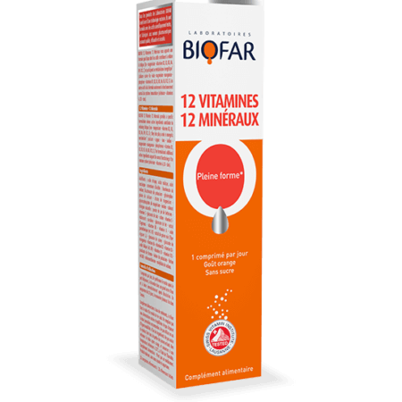Biofar 12 Vitamines 12 Mineraux - 20 Comprimés Effervescents