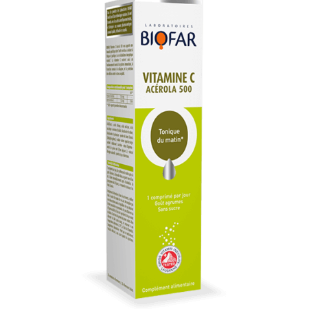 Biofar Vitamine C Acérola 500 - - 20 Comprimés Effervescents