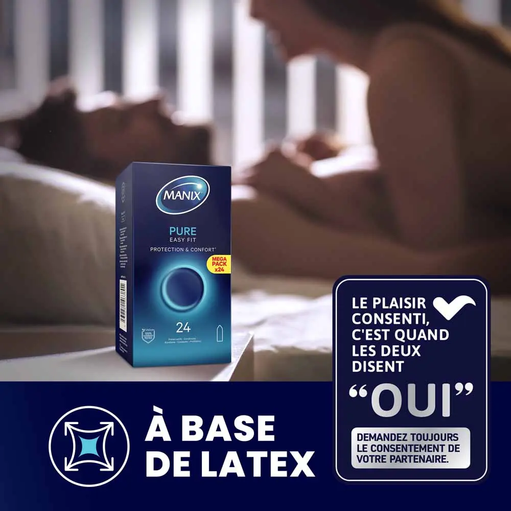 Manix Pure Easy Fit Préservatifs Protection Et Confort 24 unités – Image 5