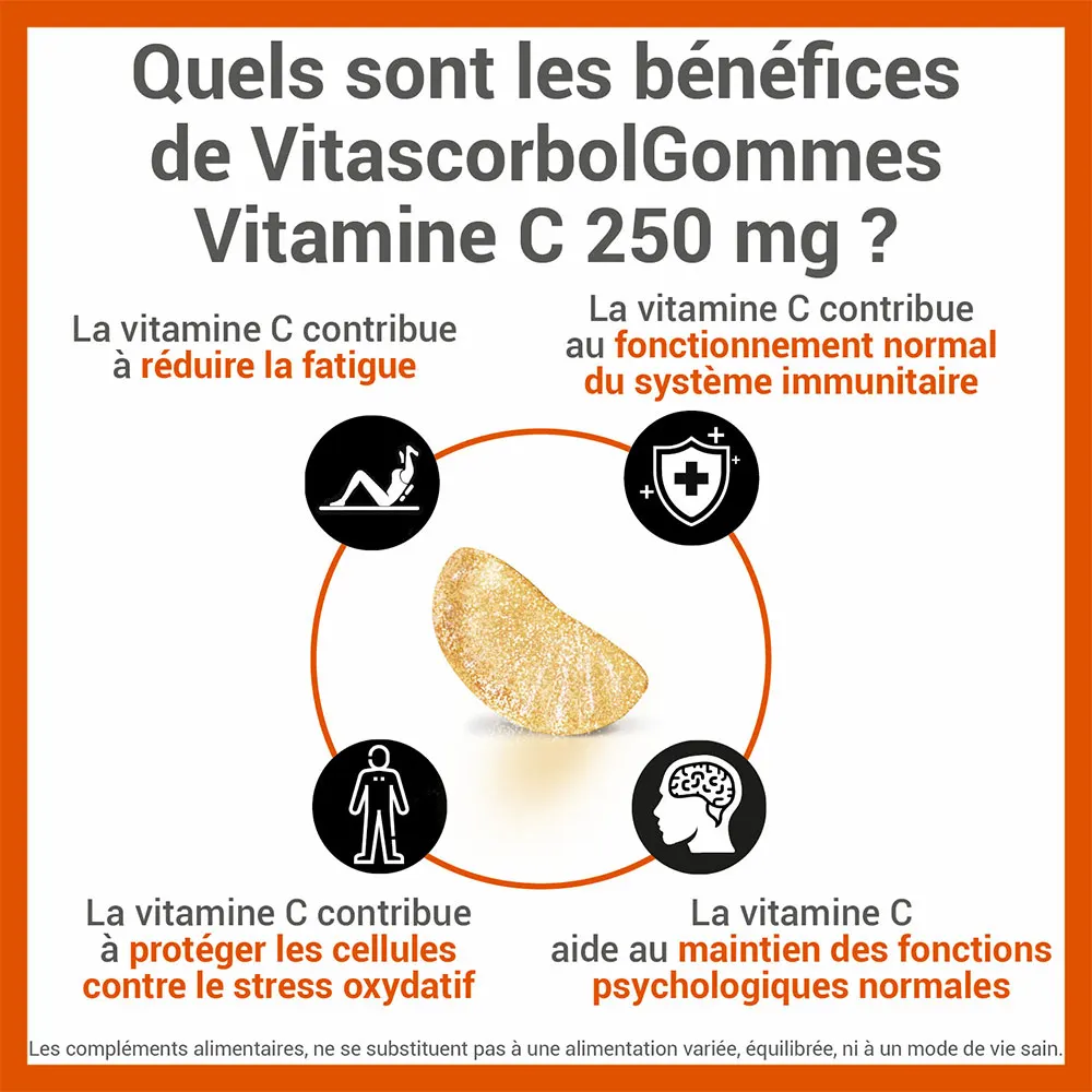 Vitascorbol Vitamine C 250mg 45 gommes – Image 5