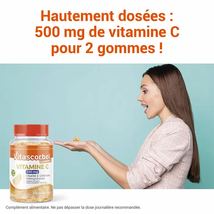 Vitascorbol Vitamine C 250mg 45 gommes – Image 8