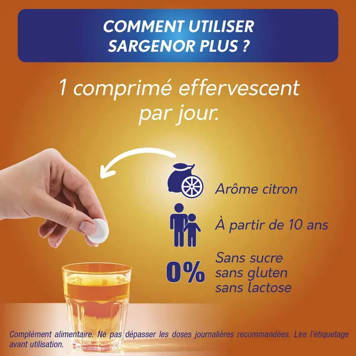 Sargenor Plus Arginine Magnésium Vitamine C 14 Comprimés Effervescents – Image 3