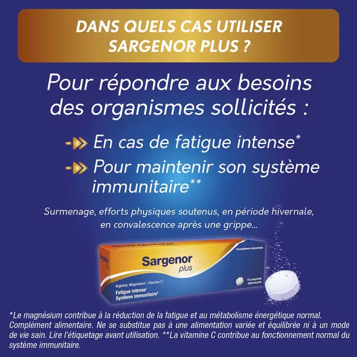 Sargenor Plus Arginine Magnésium Vitamine C 14 Comprimés Effervescents – Image 5